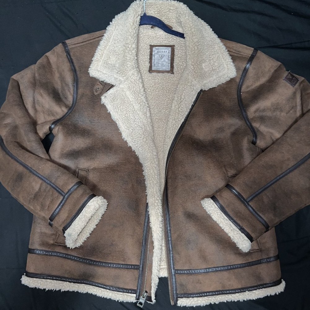 Men's GUESS Faux Shearling B-3 Bomber Jacket